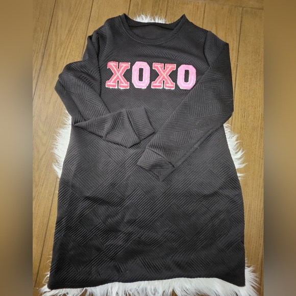 Black Dress with Pink XOXO Sequin Lettering - Picture 2 of 2